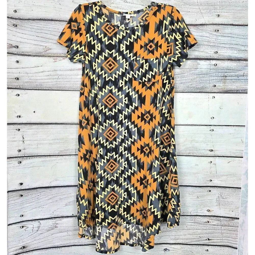 LuLaRoe Carly XS Tribal Aztec High Low Swing Dress